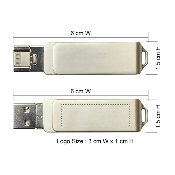 AMIF 101 3-in-1 Metal USB Flash Drive – iPhone/Type-C/USB