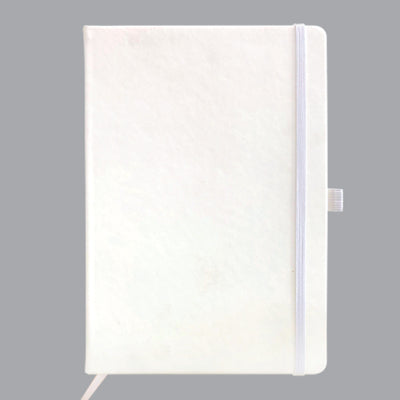 PU Leather Pocket Notebook with Elastic Closure – White