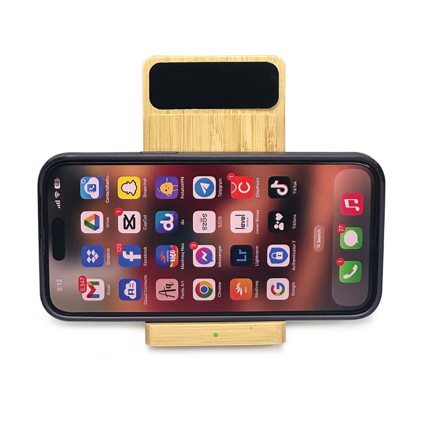 HMIW 13 - Bamboo Phone Holder Wireless Charger (Light-Up Logo)