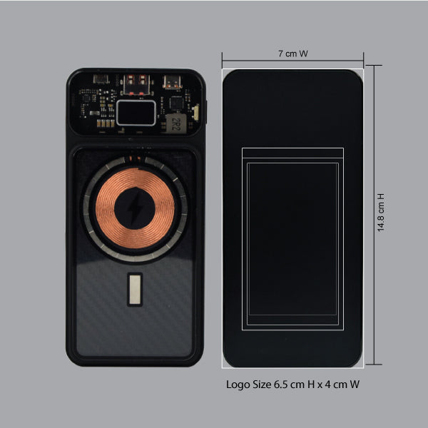 AMIK 124 - Transparent Magnetic Wireless Light-Up Logo Power Bank