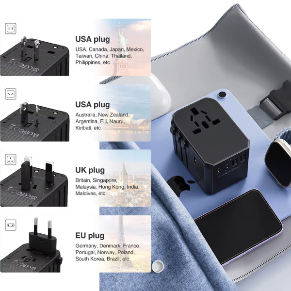 AMID 13 - Universal Travel Adapter with Light-Up Logo