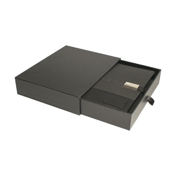 Executive Hi-Tech Organizer with Wireless Charger & Light-up Logo - Black