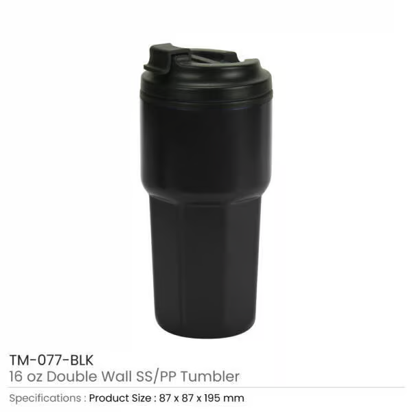 TMI-077 – Double Wall Tumbler with Flip-Top PP Lid (473ml)