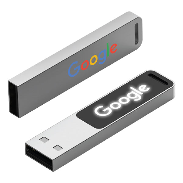 AMIF 091 Slim Metal LED USB Flash Drive – Light-Up Logo