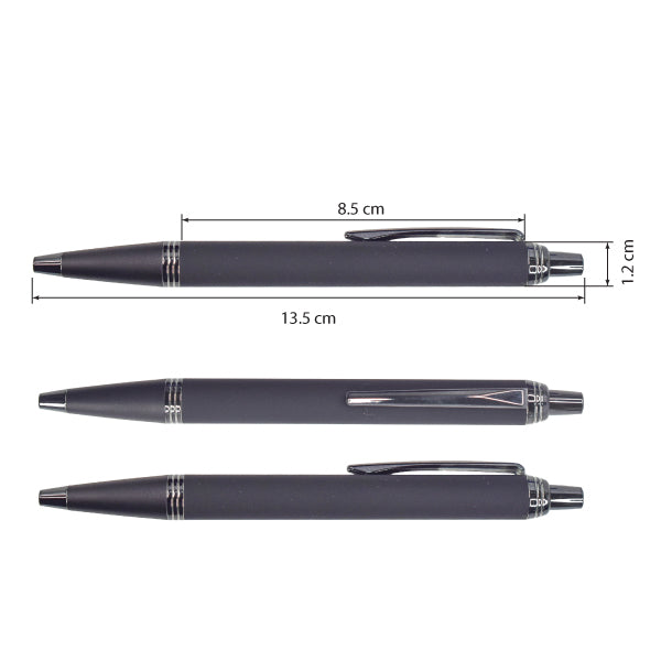 Smooth Touch Metal Pen with Custom Logo – Premium Corporate Gift Pen (Black & Grey)