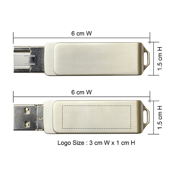 AMIF 096 3-in-1 Metal USB Flash Drive – 360° Swivel
