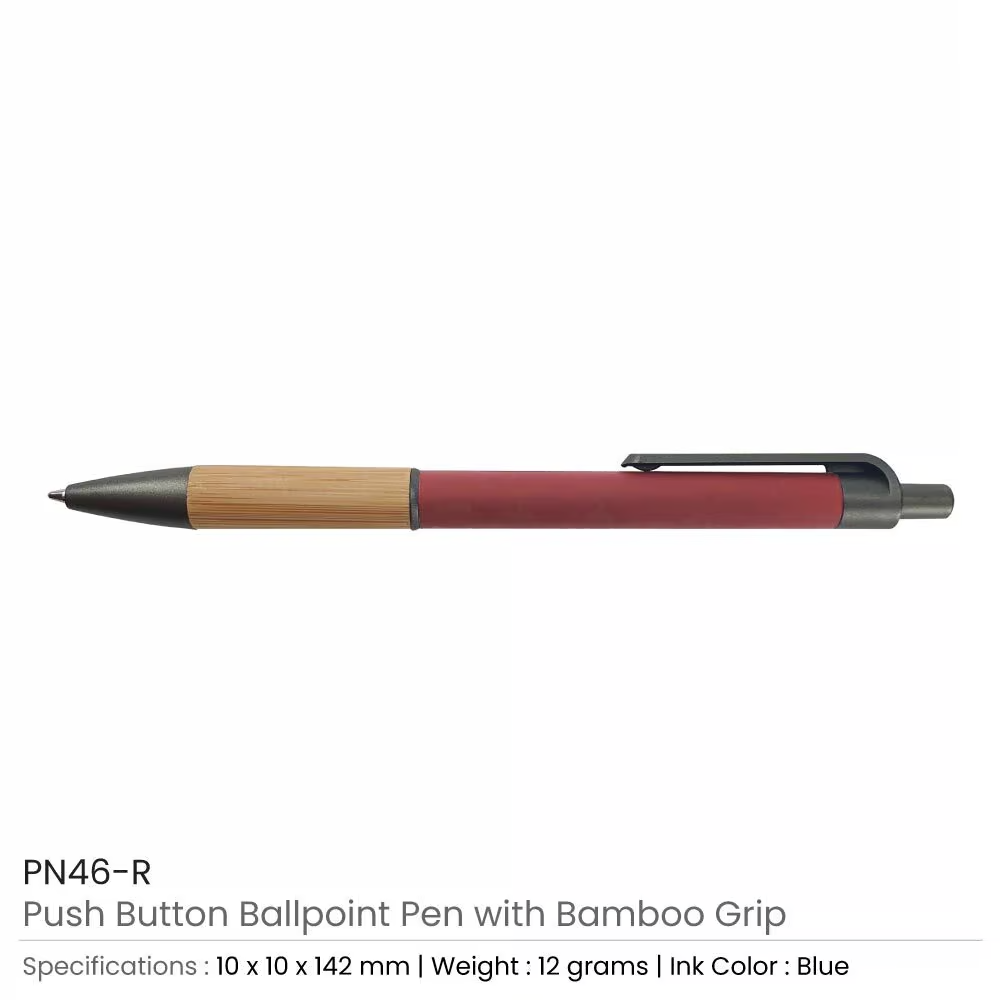 PNMI 46 W β Push Button Ballpoint Pen with Bamboo Grip