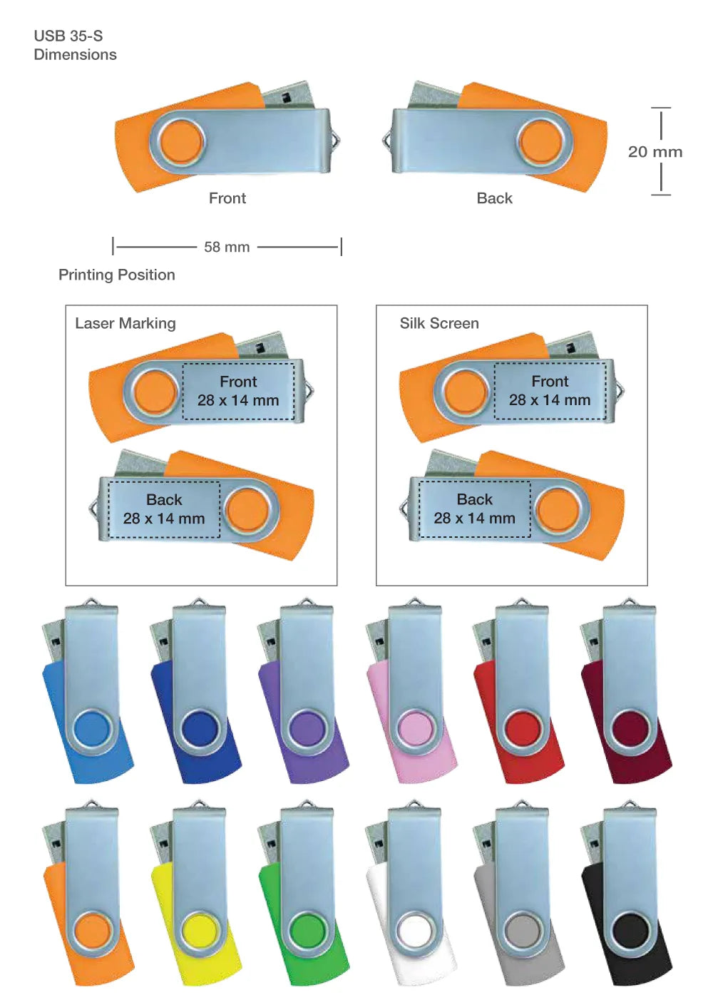 Swivel USB Flash Drive – Premium Promotional USB with Metal Swivel Cover in Multiple Colors