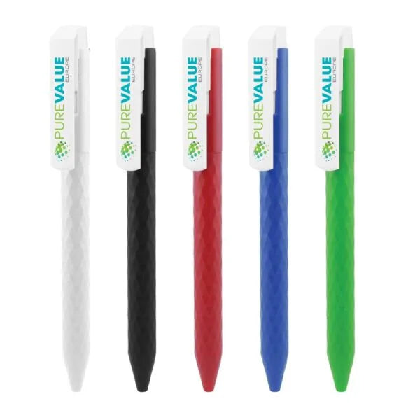 Prism Design Plastic Pen with Custom Logo – (Black & White)