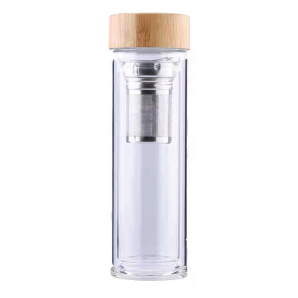 ATMI 22 - Double Wall Glass Insulation Bottle with Wooden Cap 750ML
