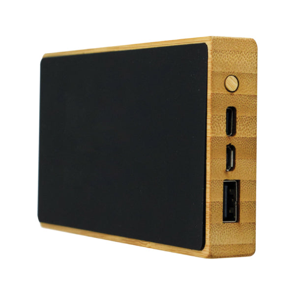10,000mAh Eco-Friendly Bamboo Power Bank with Wireless Charging & Light-Up Logo – Premium Corporate Gift