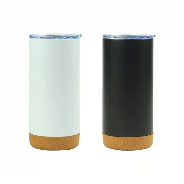 TMI-010 WHT β Travel Tumbler with Cork Base (450ml Stainless Steel)