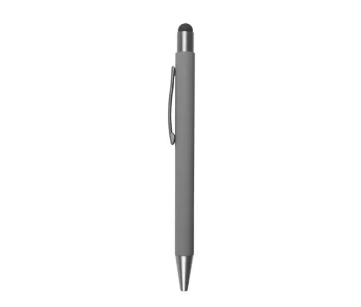 Matte Grey Metal Pen with Black Stylus