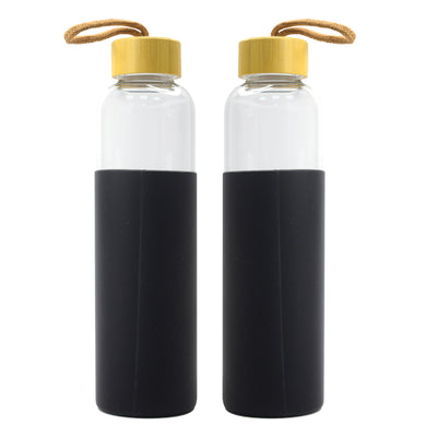 Glass Bottle with Rubber Sleeve & Bamboo Cap – 500ml