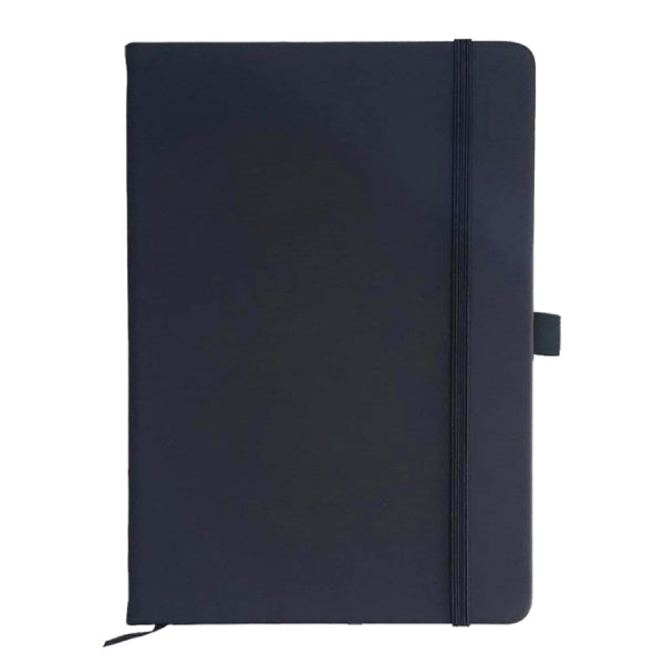 PU Leather Pocket Notebook with Elastic Closure – White