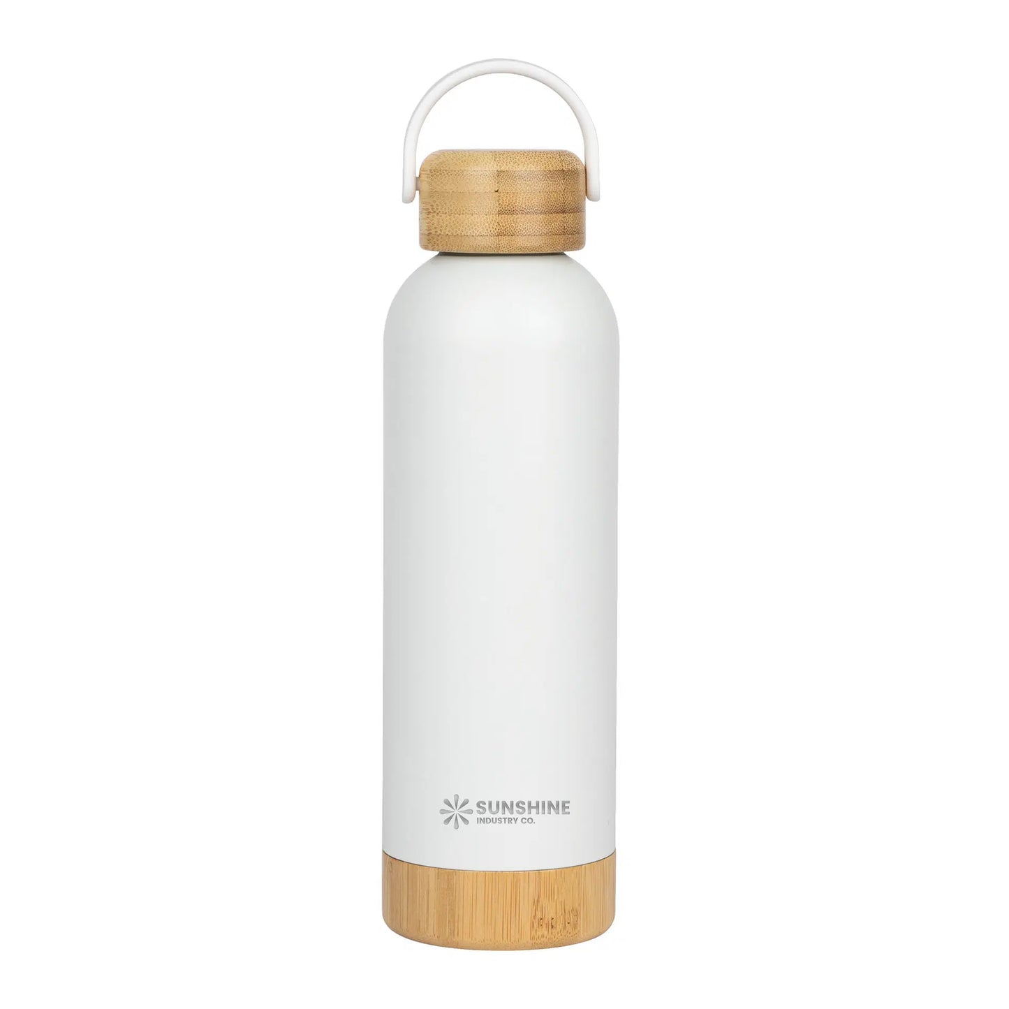Vellrix | 11470 MIWT - Insulated Bottle with Bamboo Lid (White)