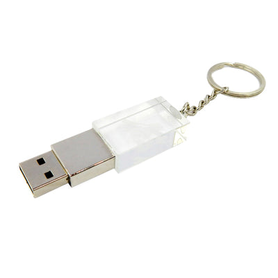 Crystal USB Flash Drive with Steel Cap – Premium Square Crystal Metal USB