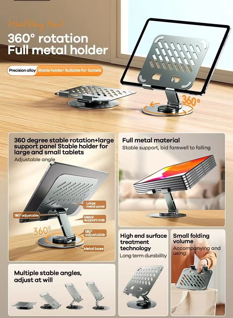 Precision Alloy 360° Rotating iPad Holder – Adjustable Steel Stand for iPad (Premium Desk Accessory)