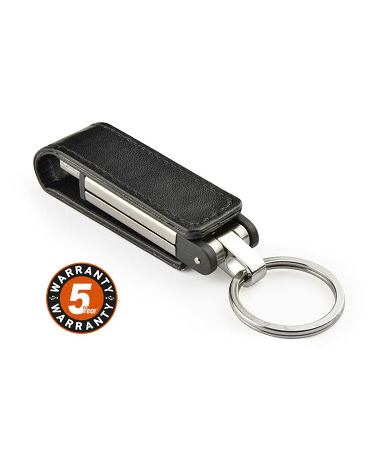 Premium Leather USB Keychain – Executive Metal & Leather Flash Drive