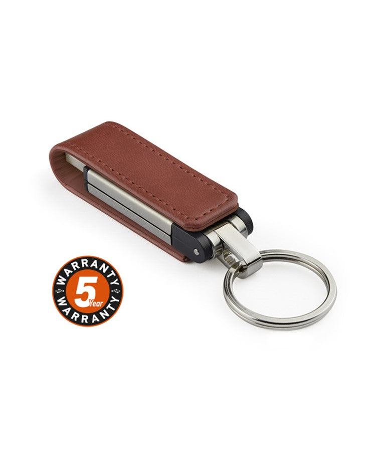 Premium Leather USB Keychain – Executive Metal & Leather Flash Drive