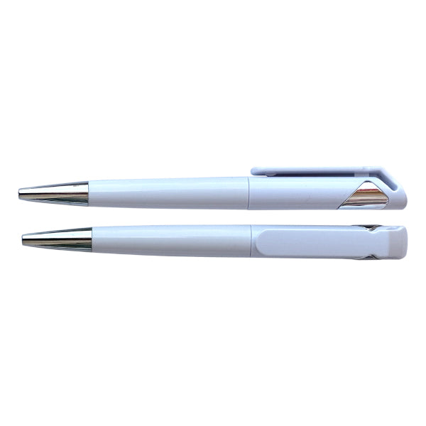 Cutedge Promotional Plastic Pen with Custom Logo – Corporate Giveaway Pens (Silver, Blue, Black, Red)