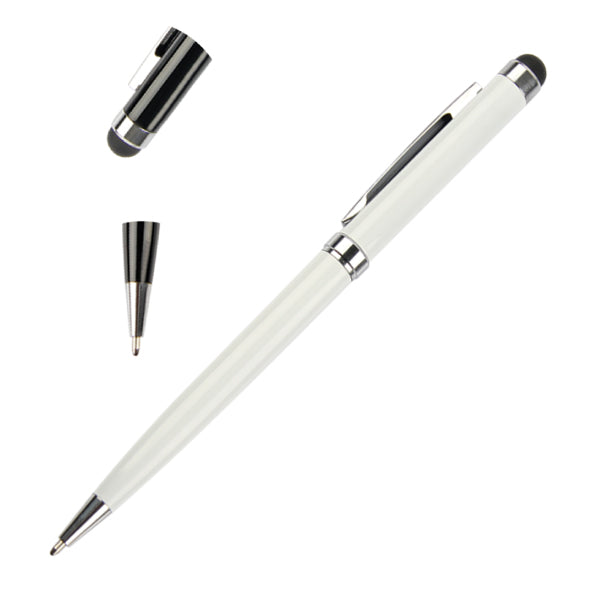 Slim Metal Stylus Pen with Custom Logo – Executive Corporate Gift Pen (Black & White)