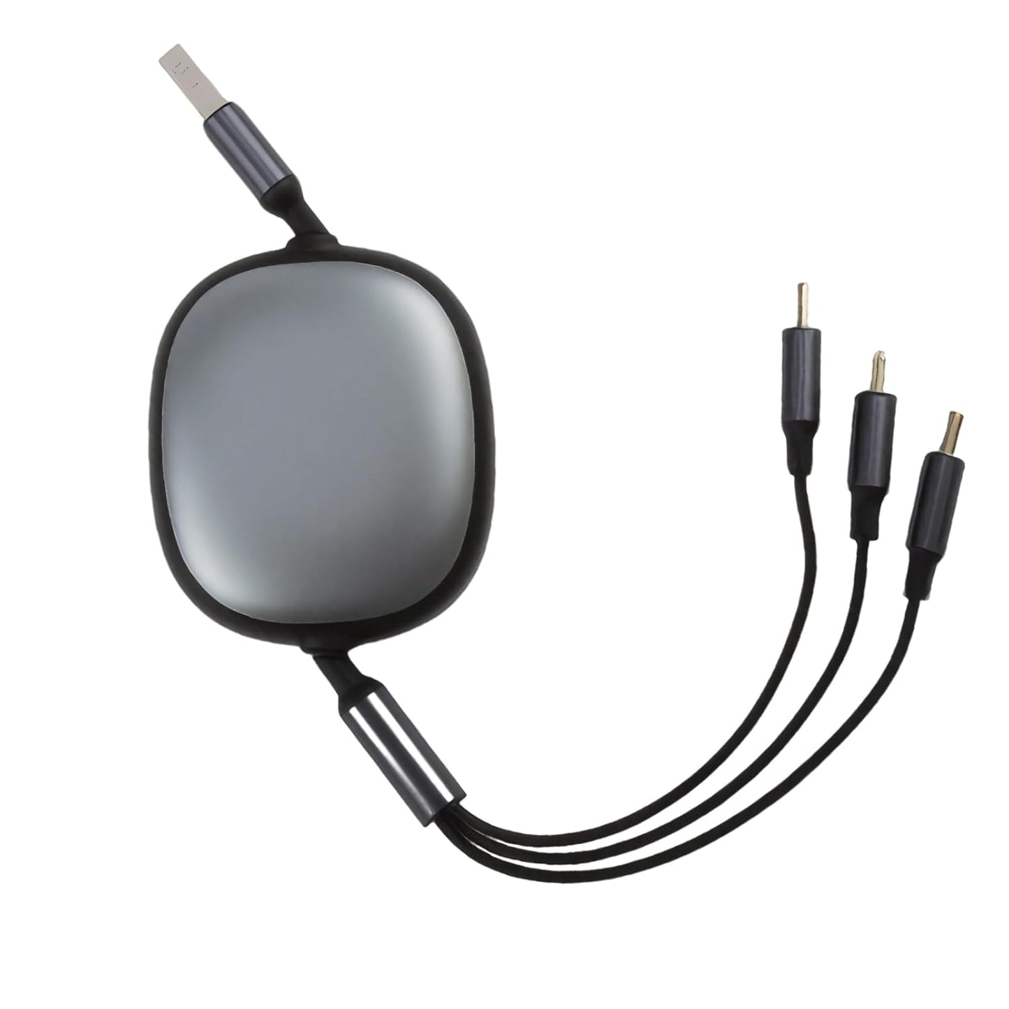 100W Retractable 3-in-1 USB-C Multi Tip Cable – Fast Charging PD3.0 with Data Transfer (Type-C, Lightning, Micro USB)