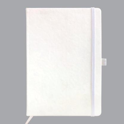 PU Leather Notebook with Elastic Closure & Pen Holder – White