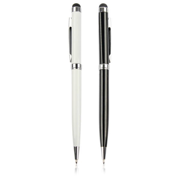Slim Metal Stylus Pen with Custom Logo – Executive Corporate Gift Pen (Black & White)