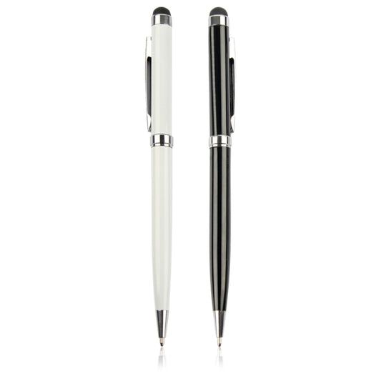 Slim Metal Stylus Pen with Custom Logo – Executive Corporate Gift Pen (Black & White)