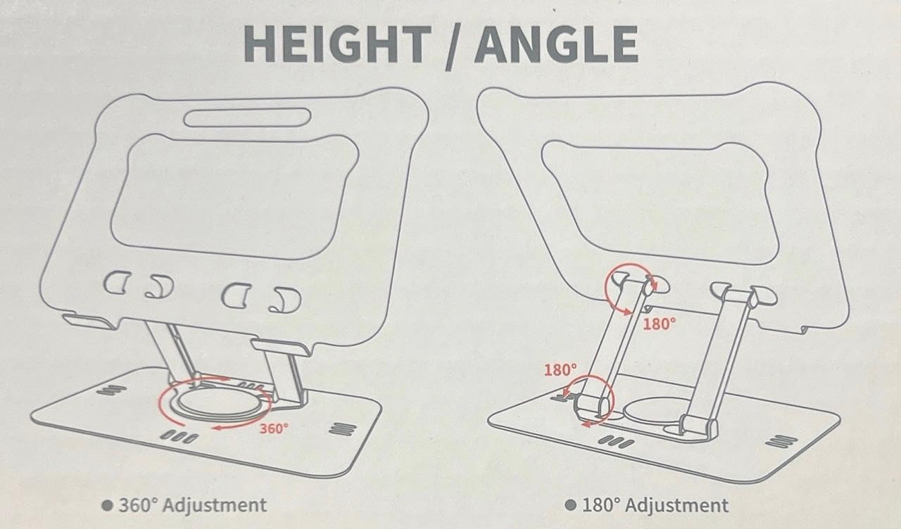 Adjustable Foldable Metal Tablet Stand with 360° Rotation – Premium Desk Holder for iPad & Tablets up to 13”