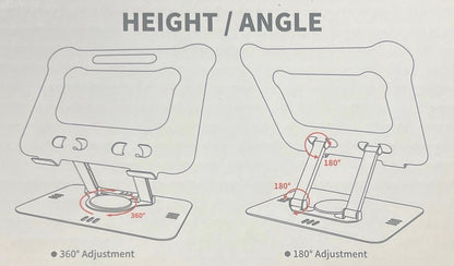 Adjustable Foldable Metal Tablet Stand with 360° Rotation – Premium Desk Holder for iPad & Tablets up to 13”
