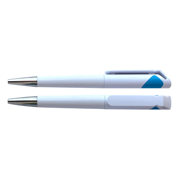 Cutedge Promotional Plastic Pen with Custom Logo – Corporate Giveaway Pens (Silver, Blue, Black, Red)