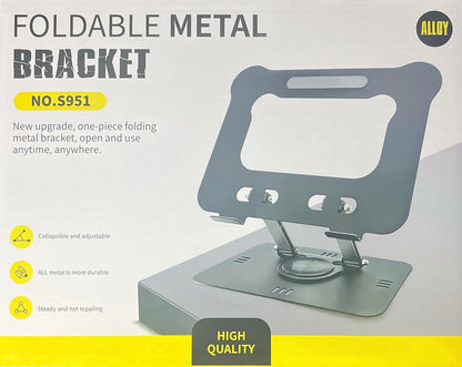 Adjustable Foldable Metal Tablet Stand with 360° Rotation – Premium Desk Holder for iPad & Tablets up to 13”