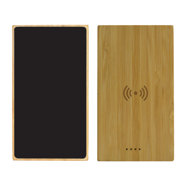 10,000mAh Eco-Friendly Bamboo Power Bank with Wireless Charging & Light-Up Logo – Premium Corporate Gift