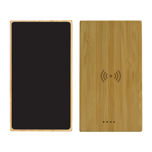 10,000mAh Eco-Friendly Bamboo Power Bank with Wireless Charging & Light-Up Logo – Premium Corporate Gift