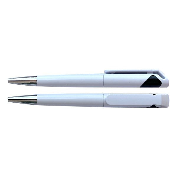 Cutedge Promotional Plastic Pen with Custom Logo – Corporate Giveaway Pens (Silver, Blue, Black, Red)