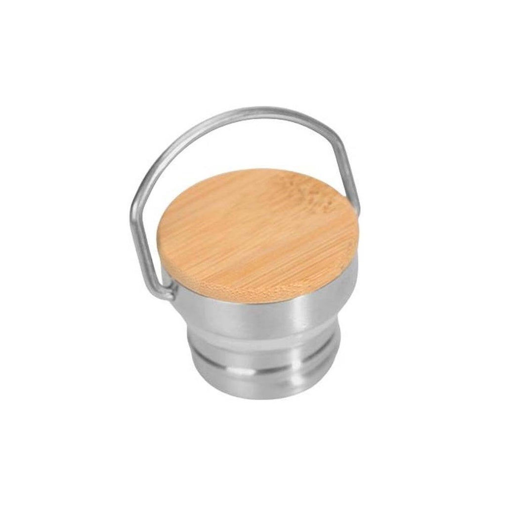Stainless Steel Bottle with Bamboo Cap – White | 500ml