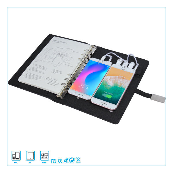 Executive Hi-Tech Organizer with Wireless Charger & Illuminated Logo- Black