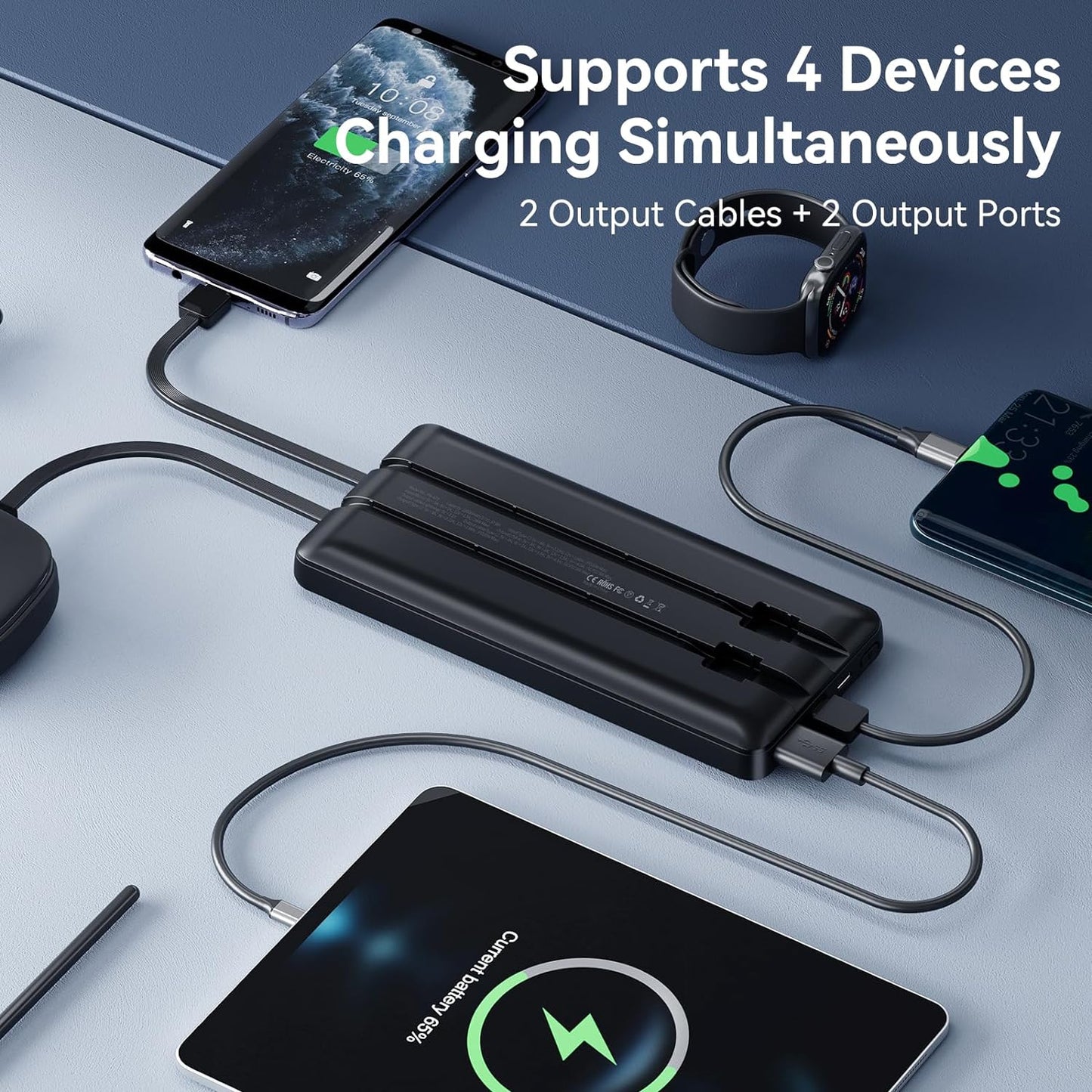 AMIK10 - Power Bank with Portable Charger - 10000mAh, 22.5W Fast Charging, Digital Display
