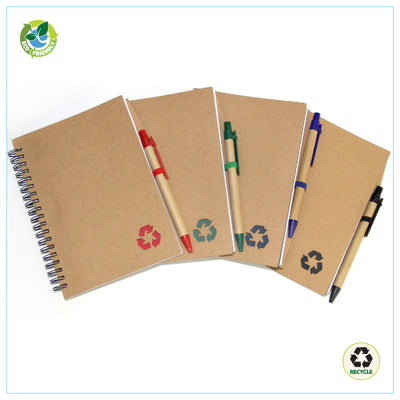 Eco-Friendly Recycled Notebook with Pen – Green