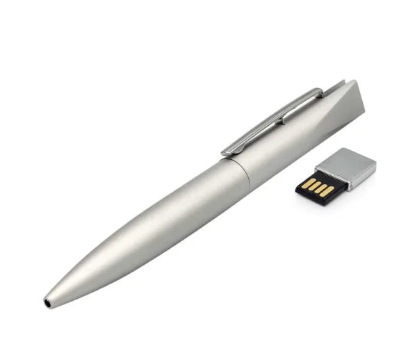 Smooth Touch Metal Pen with USB Drive – Premium 2-in-1 Corporate Gift Pen (Black & Silver)