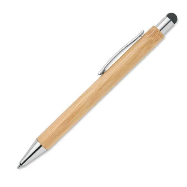 Eco-Friendly Bamboo Metal Pen with Stylus – Sustainable Corporate Gift with Custom Logo (Natural Wood)
