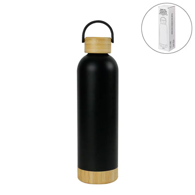 Double Wall Stainless Steel Bottle with Bamboo Cap & Handle – 750ml
