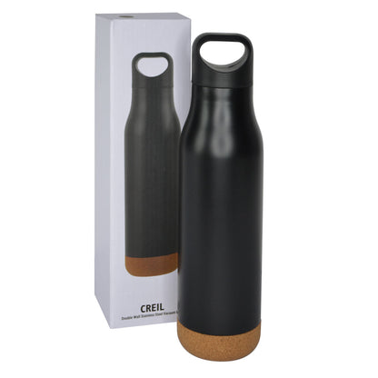 CREMIL - Giftology Insulated Water Bottle with Cork Base (Black)