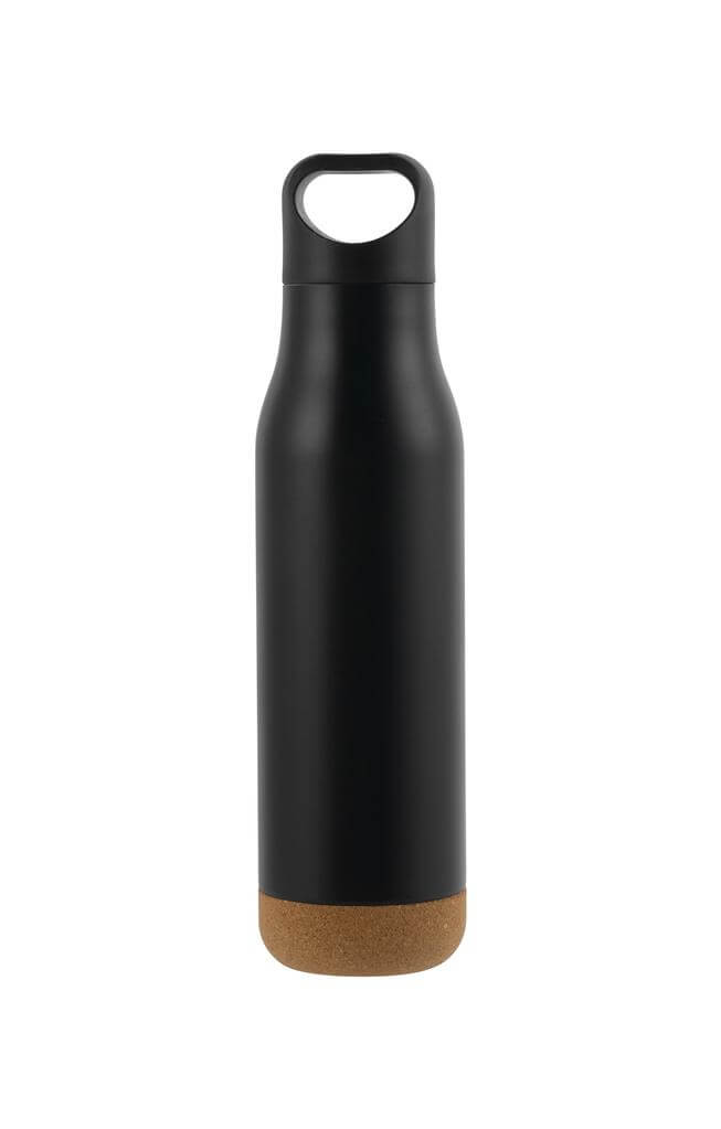 Double Wall Stainless Steel Bottle with Cork Base – Black | 500ml
