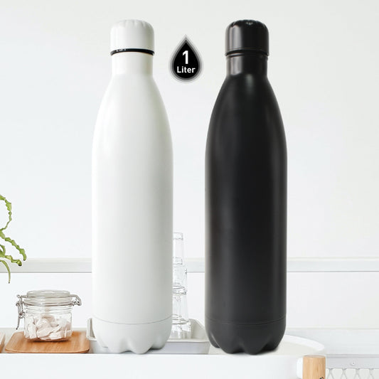 Puff Bottle 1000ml – Matte Black Stainless Steel Promotional Bottle