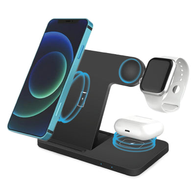 3-in-1 Wireless Charging Stand for Phone, Earbuds & Watch – Premium Corporate Tech Gift