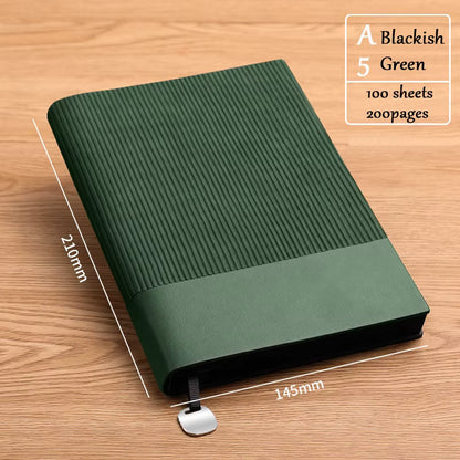 Premium PU Soft Cover Notebook with Metal Bookmark - Olive Green