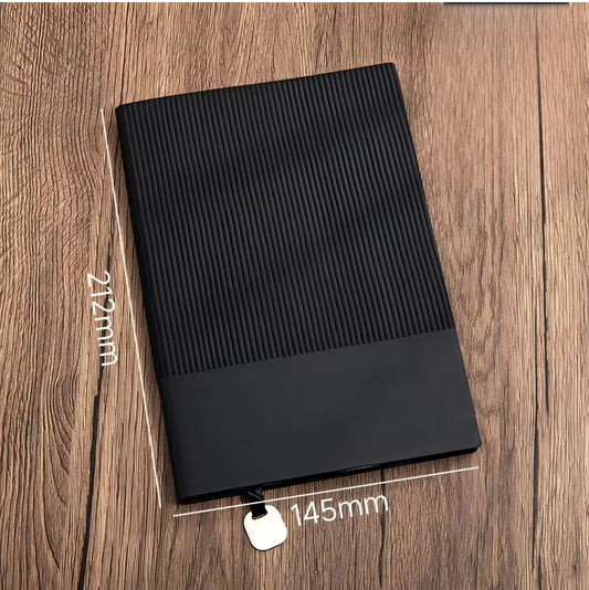 Premium PU Cover Notebook with Metal Bookmark - Black